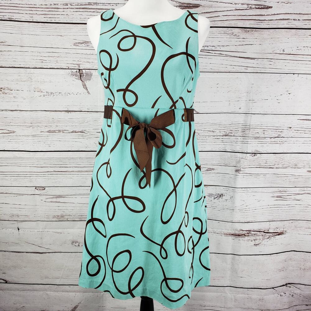 Jessica Howard Teal Bow Tie Front Sleeveless Dress Size 8